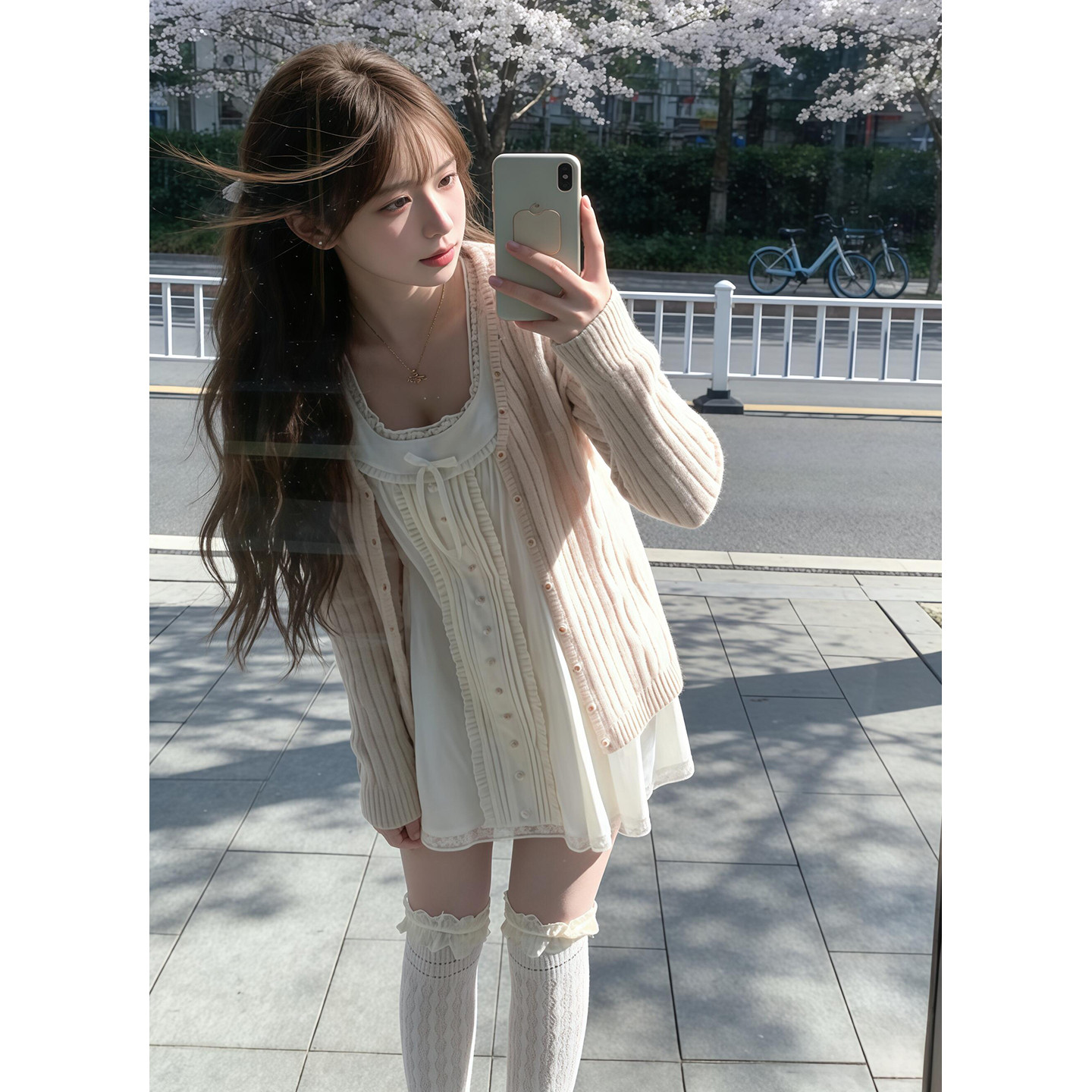 巨好看ootd韩系早秋2026新款白色连衣裙女短裙