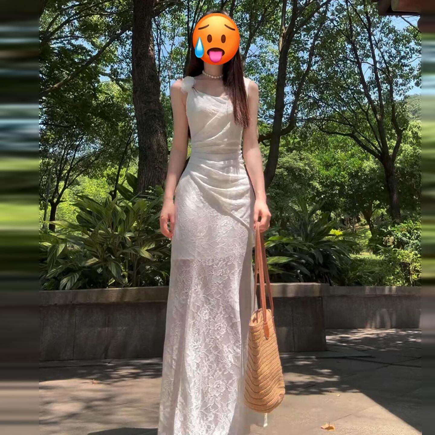 海边度假白色蕾丝吊带连衣裙子女装夏季2026新款夏日绝美收腰长裙