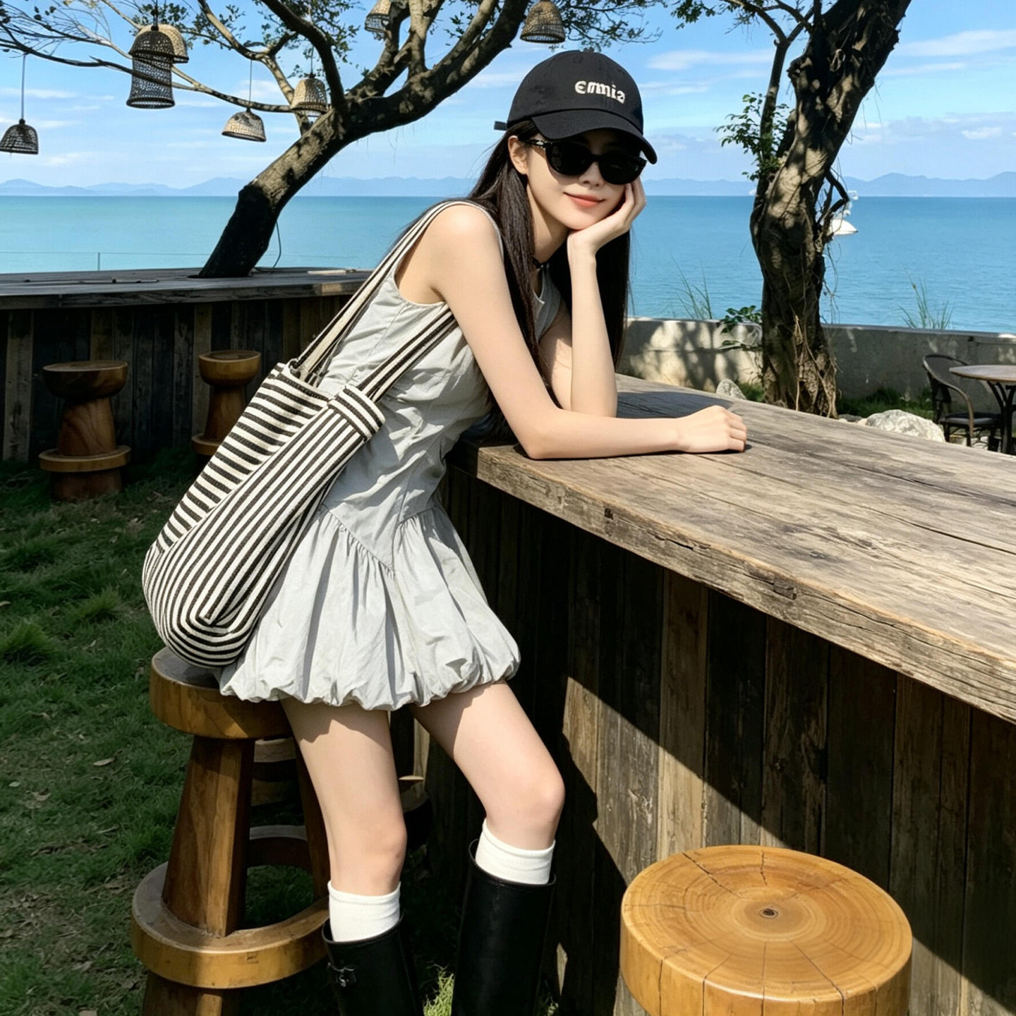旅游度假风穿搭轻奢流行绝美花苞裙漂亮出片衣服背心裙连衣裙子夏图片