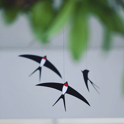 丹麦Flensted Mobiles 燕子仙鹤天鹅空中吊饰手工动态平衡挂饰