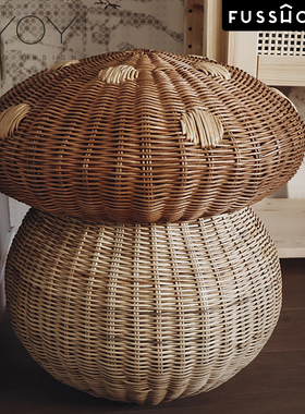 丹麦OYOY 蘑菇收纳筐宝宝衣服玩具储物篮子编织藤条家用儿童房