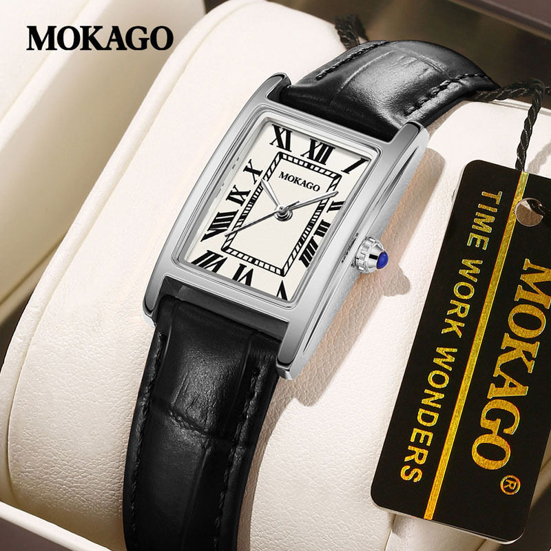 MOKAGO腕表女款经典方形防水石英表通勤罗马数字爆款女士手表