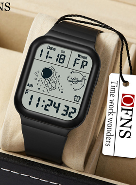 OFNS爆款男士手表多功能计时学生腕表时尚百搭创意太空人电子表潮