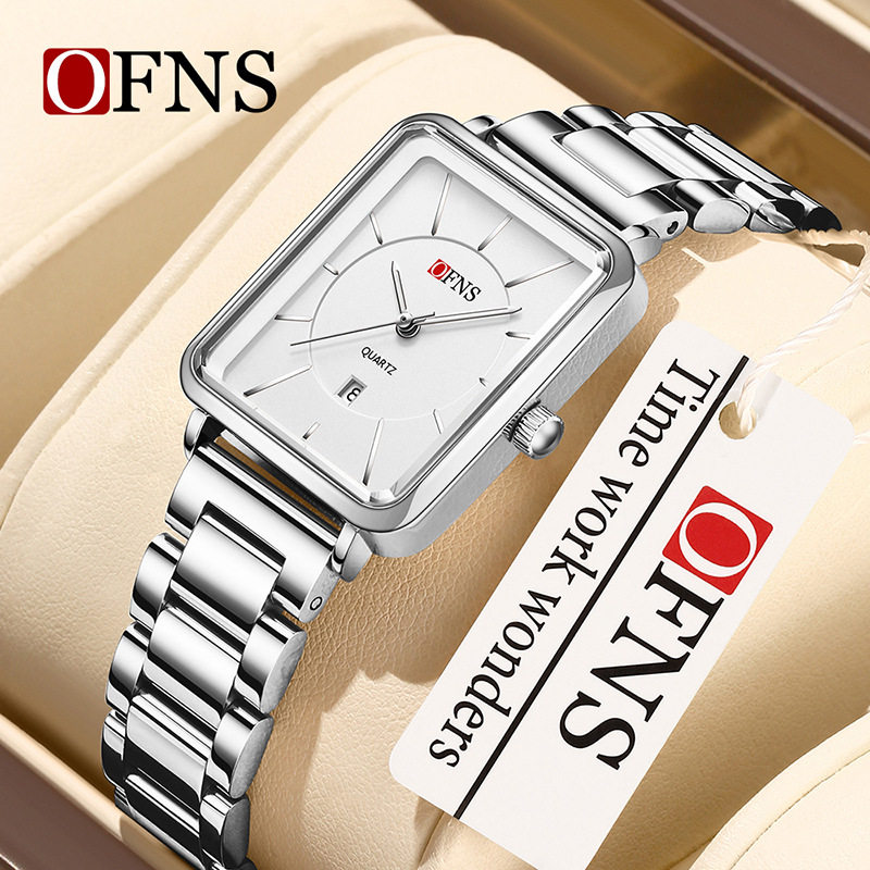 欧范尼时腕表女款妈妈防水实心钢带单日历石英表百搭商务女士手表