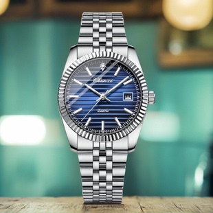 手表钢带防水夜光镶钻日历简约学生考试男表 男士 十大品牌经典 时尚