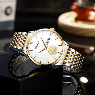 潮流 腕表土豪金男表个性 新款 貔貅手表防水夜光日历星期钢带男士