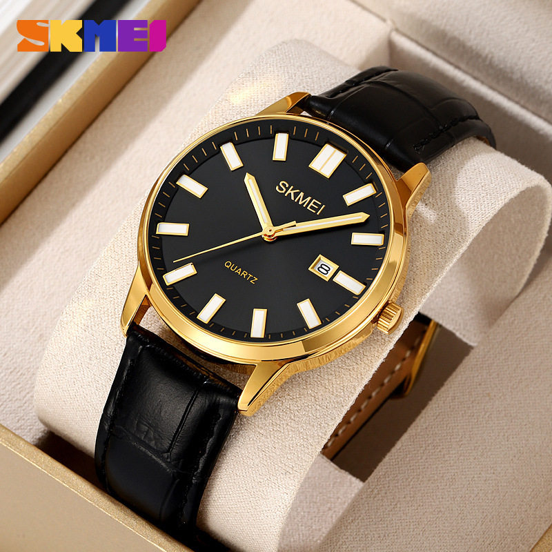 时刻美男表圆形男士休闲手表石英