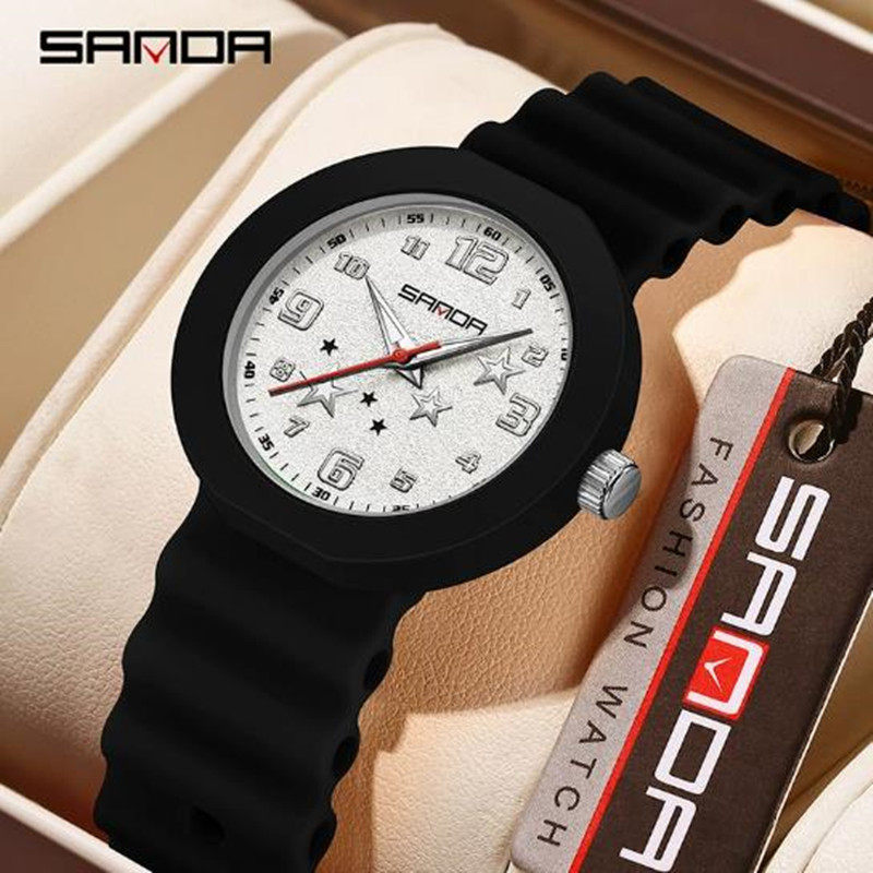 新款品牌数字儿童6到12岁硅胶带撞色考试手表时尚石英腕表男女潮