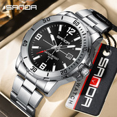 大表盘男士 三达商务钢带新款 简约时尚 手表夜光防水带日历石英腕表