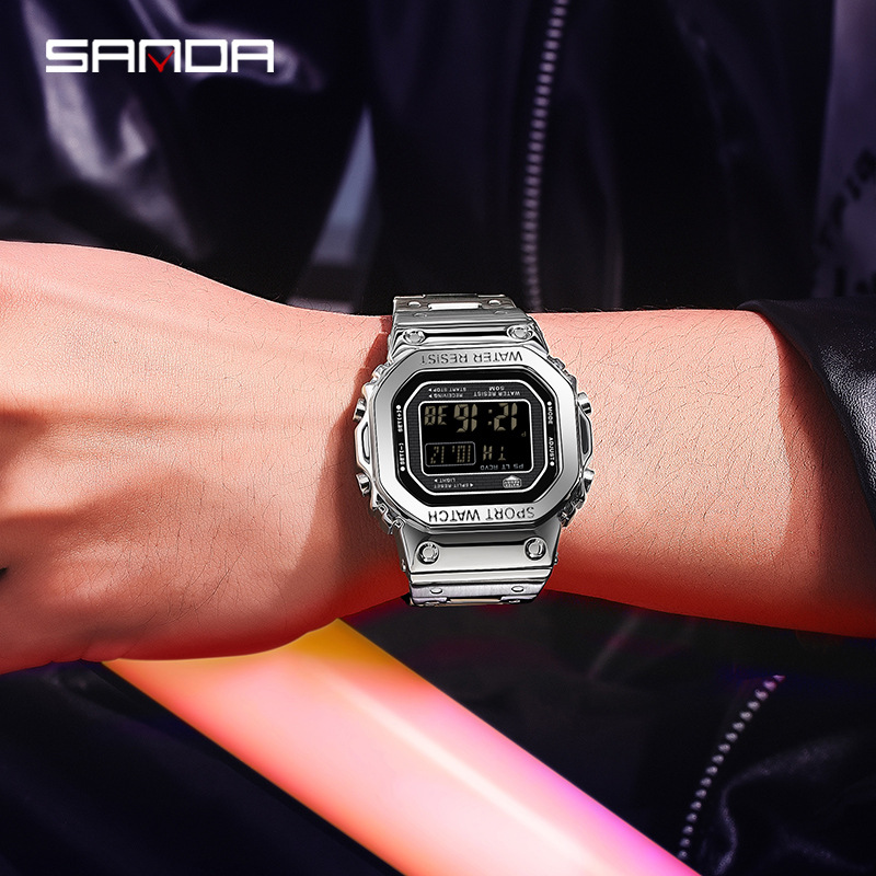 三达热销男士闹钟多功能商务表方