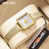 三达手表新款 方形网带手链女腕表玫瑰小巧百搭高级感防水女士钢带