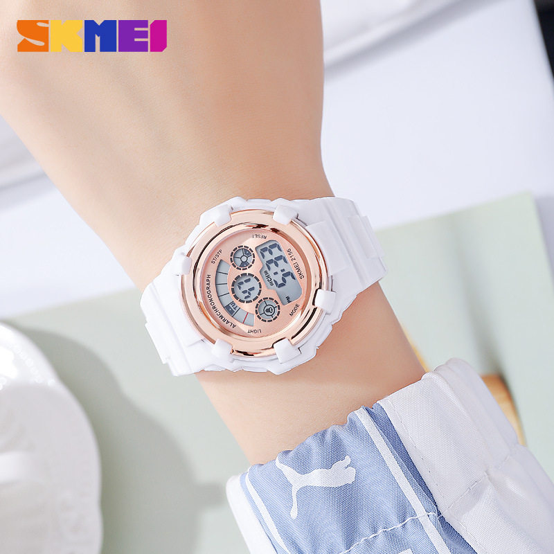 时刻美儿童手表夜光防水学生电子表运动多功能电子手表果冻色男女