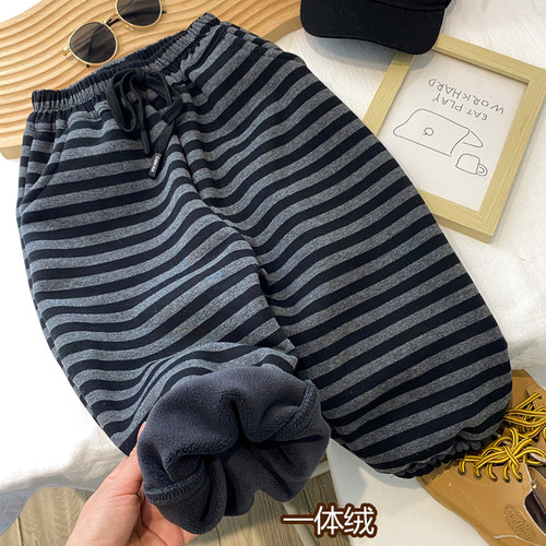 男童加绒裤子2025新款冬款一体绒儿童卫裤休闲宽松洋气中童小童潮