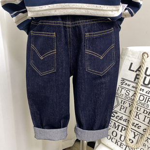 男童裤子软牛仔裤春秋款2025新款儿童长裤秋季深色不掉色中童小童