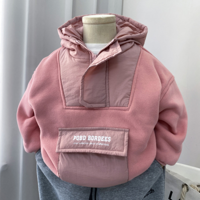 男童加绒卫衣双层加厚秋冬款2025新款儿童带帽冬季夹棉男孩洋气潮