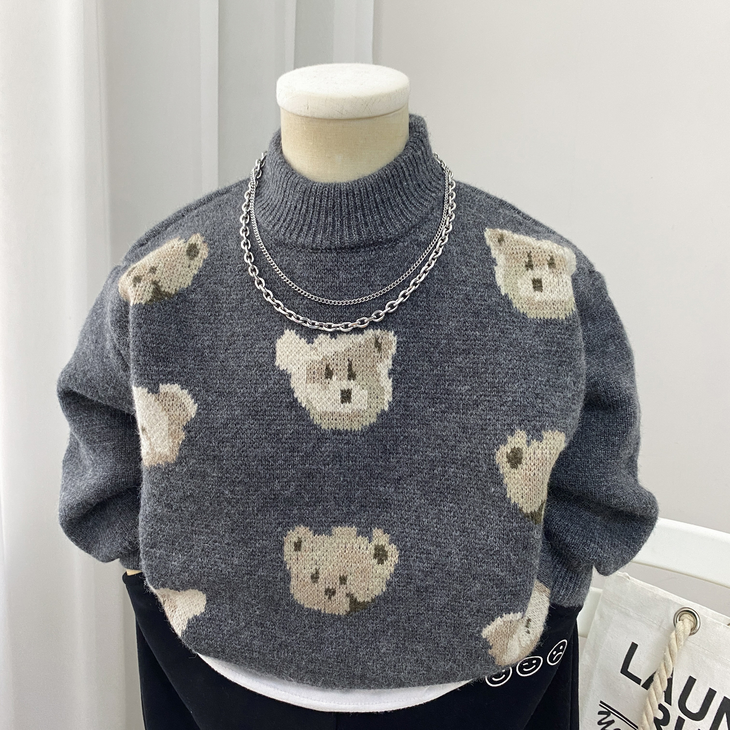 加厚男童毛衣秋冬百搭中领