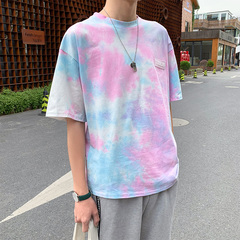 Round neck tie dyed short sleeve shirt