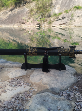 龙泉新款刀剑宝剑收藏品高锰钢墨隐汉剑一体锻打摆件冷兵器未开刃