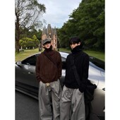 骄阳似我林屿森宋威龙同款 绞花粗针毛衣男女短宽痞帅老钱风针织衫