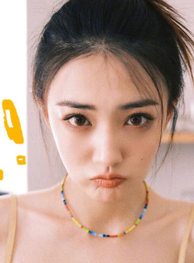 白百何徐璐同款不掉色彩色串珠项链女小众设计轻奢锁骨编织链