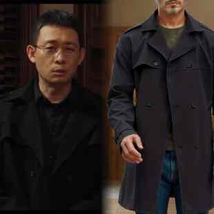 双排扣休闲外套男 以法之名洪亮张译同款 春秋长袖 风衣翻领短袖 修身