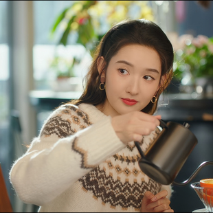 突然的喜欢林欢儿王玉雯同款费尔岛宽松休闲毛衣女秋冬加厚针织衫