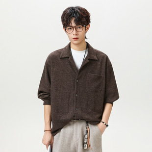 现在就出发白敬亭王安宇同款肌理绒感长袖衬衫老钱风衬衣外套夹克