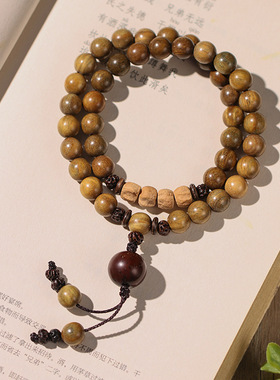 绿檀木佛珠男女通用民族风手串