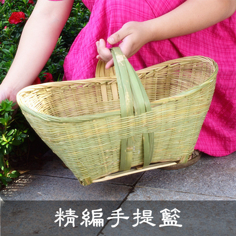 包邮纯手工竹编菜篮子手提竹篮水果篮环保篮家用购物篮竹筐,特色手工艺,竹编/竹雕,淘宝优惠券,粉丝福利购,淘宝优惠卷