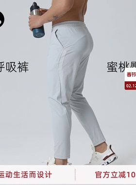 SOSOLEMON呼吸的蜜桃裤运动休闲健身男夏季修身长裤网眼透气速干