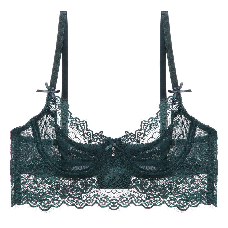 维密哆性感蕾丝超薄款半透明收副乳胸罩大胸显小文胸大码少女内衣
