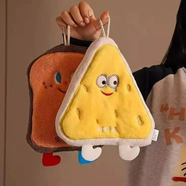 可爱挂式吸水手巾加厚速干手布卫生间厨房毛巾面巾手帕卡通儿童