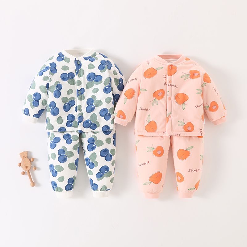 宝宝棉服套装春秋男女童棉衣棉裤婴儿保暖衣居家夹棉睡衣冬季内搭