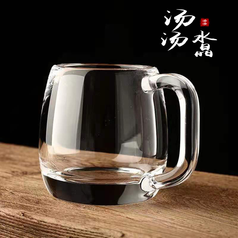 正宗东海杯原矿水晶茶杯带把手养生杯纯手工原石酒杯男士老板办公