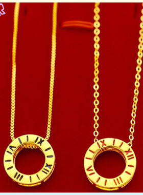 女士罗马数字时来运转仿真金项链