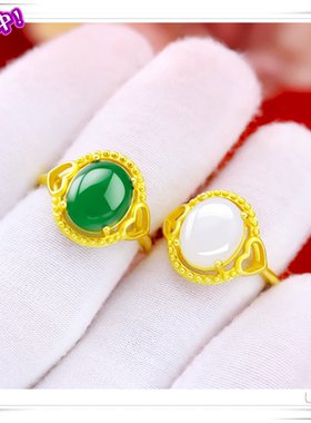 越南沙金女士日韩风爱心开口戒指