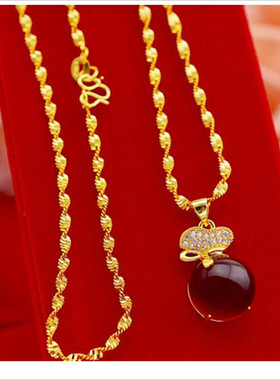 女士钱袋沙金不掉色项链