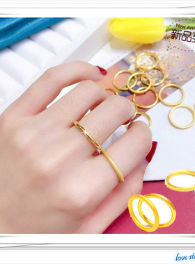 情侣三生三世古法传承沙金戒指