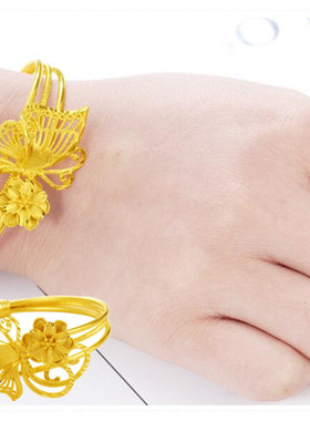 民族风女士百搭蝴蝶开口仿真黄金