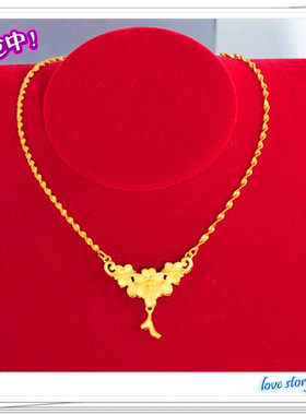 越南沙金女士复古花朵项链