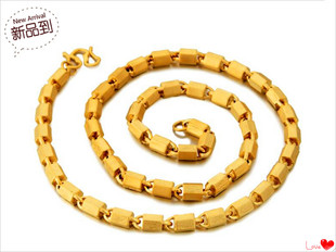 越南沙金项链 镀24K黄金爆款男士时尚沙金7MM项链单链 仿真金首饰