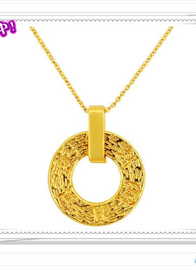 越南沙金六字真言平安扣吊坠链子