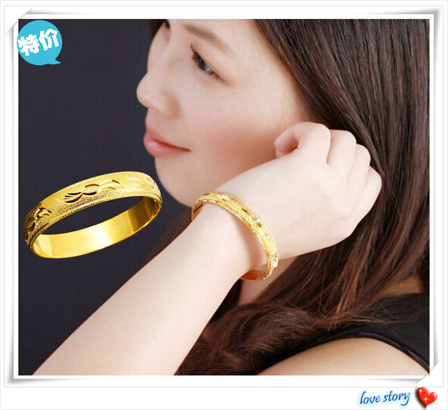 越南沙金卡扣磨砂宽面手镯