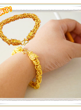 越南沙金霸气风男士龙头手链