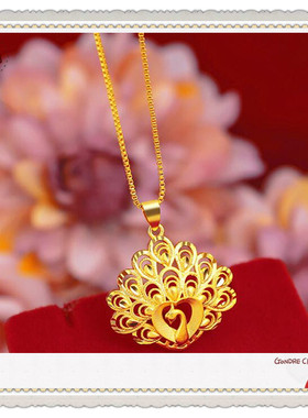 越南沙金女士孔雀开屏仿真吊坠