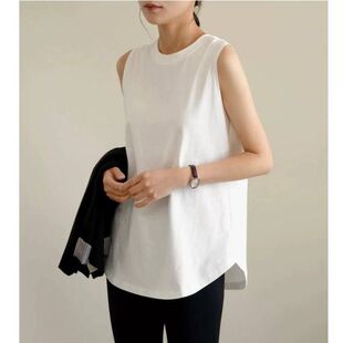 上衣 胖mm宽松内搭打底叠穿无袖 春夏纯棉圆领吊带背心女中长款 大码