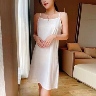 纯棉内搭打底裙中长款连衣裙衬裙防走光女夏季文艺汉服薄款吊带裙