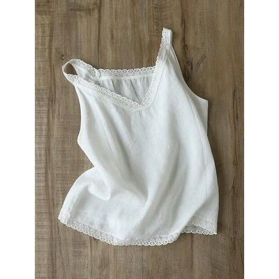 夏季纯棉蕾丝花边薄款棉麻吊带背心女大码胖mm宽松外穿内搭打底衫