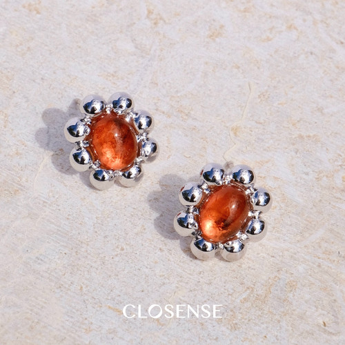 CLOSENSE橙色果冻感通勤耳钉耳夹