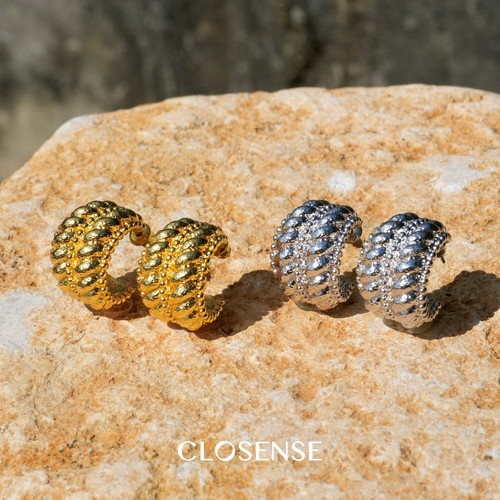 CLOSENSE金银双色C圈宽耳饰